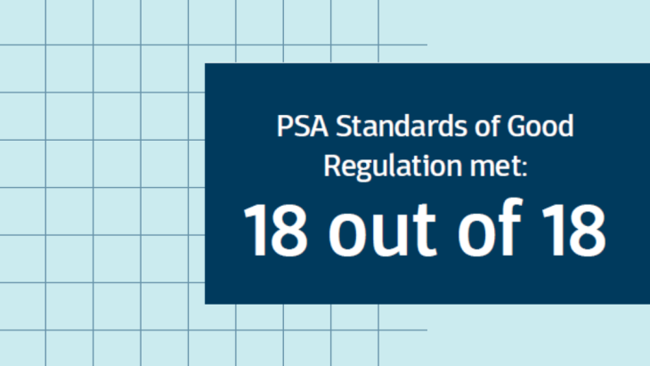 PSA Standards of Good Regulation met: 18 out of 18