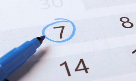 A date circled on a calendar